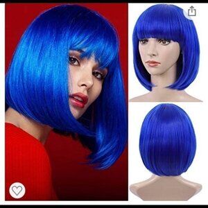 𝅺blue short bob wig